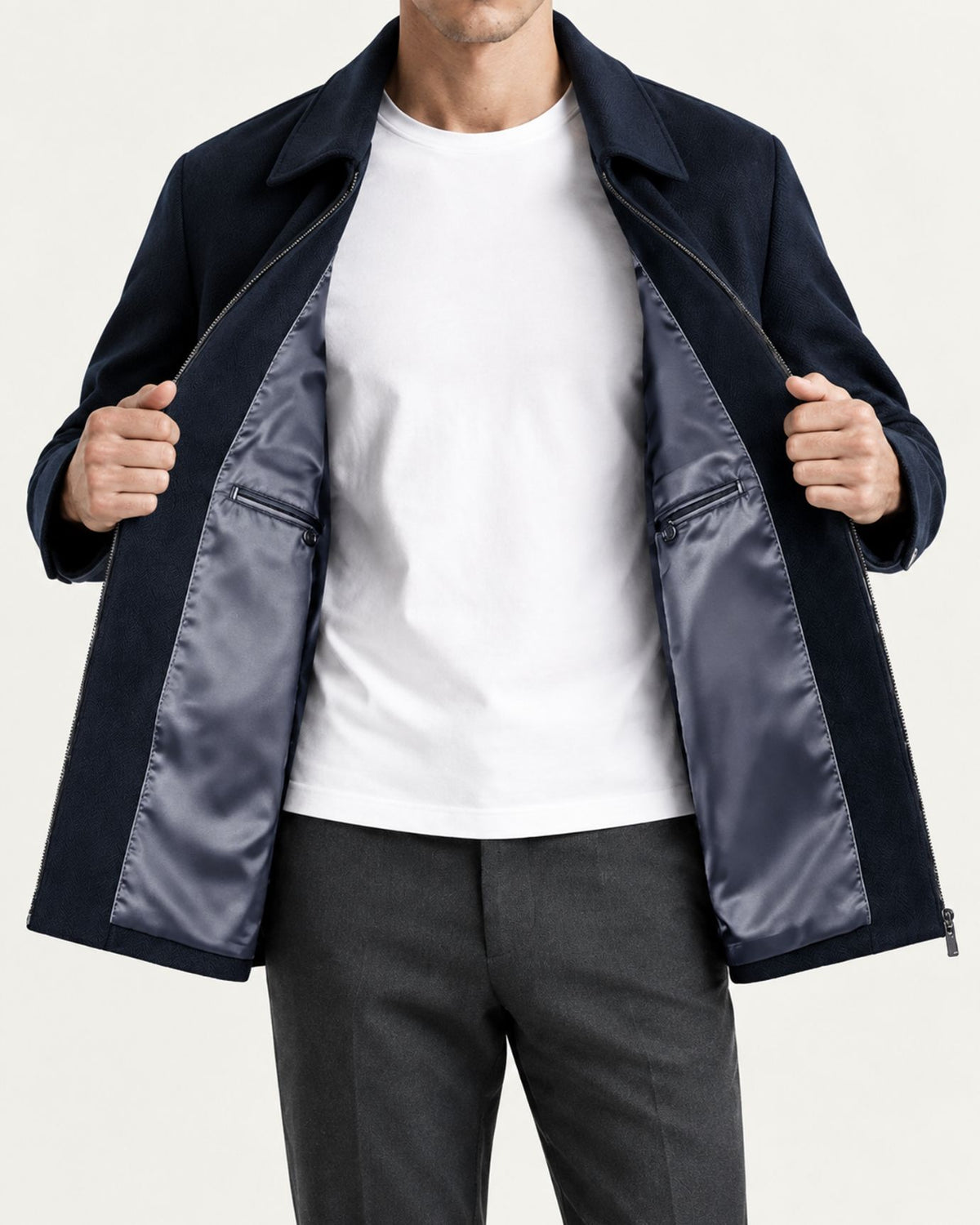 Point Collar Wool Cashmere Blend Coat