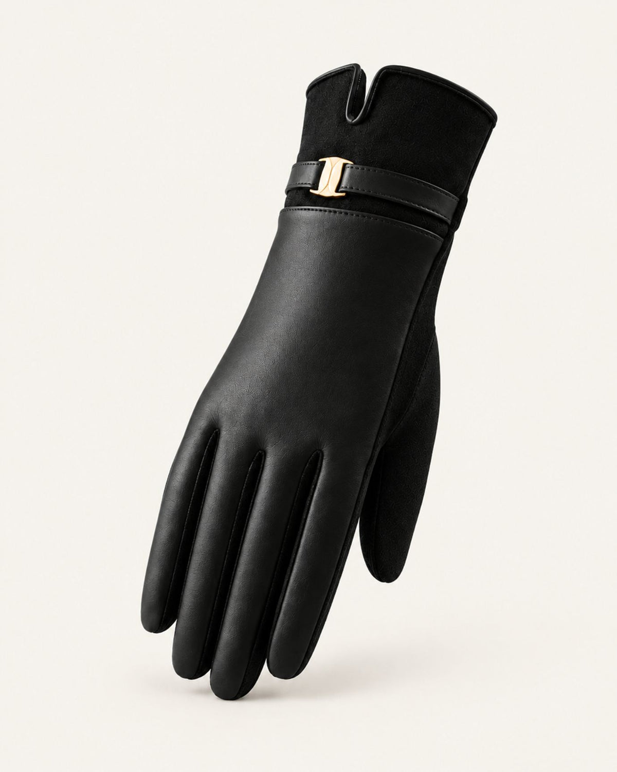 Velvet-Lined Leather Touchscreen Gloves