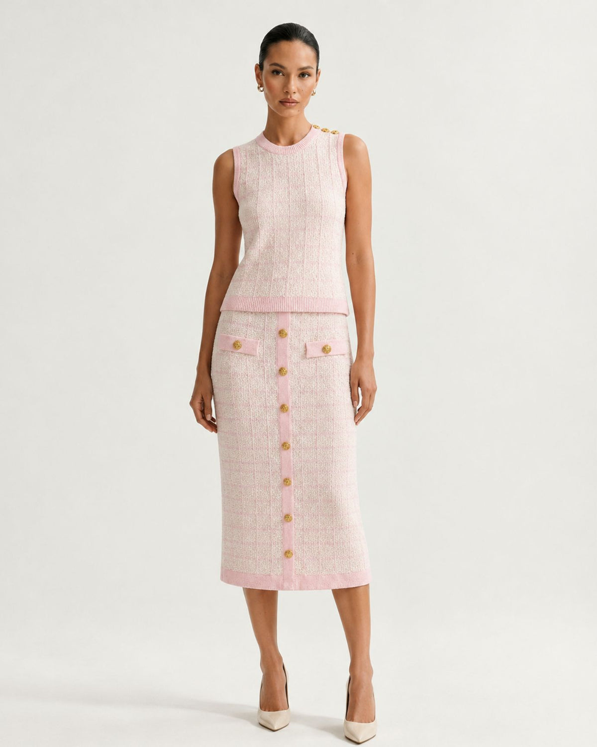 Rosy 3-Piece Plaid Skirt Set