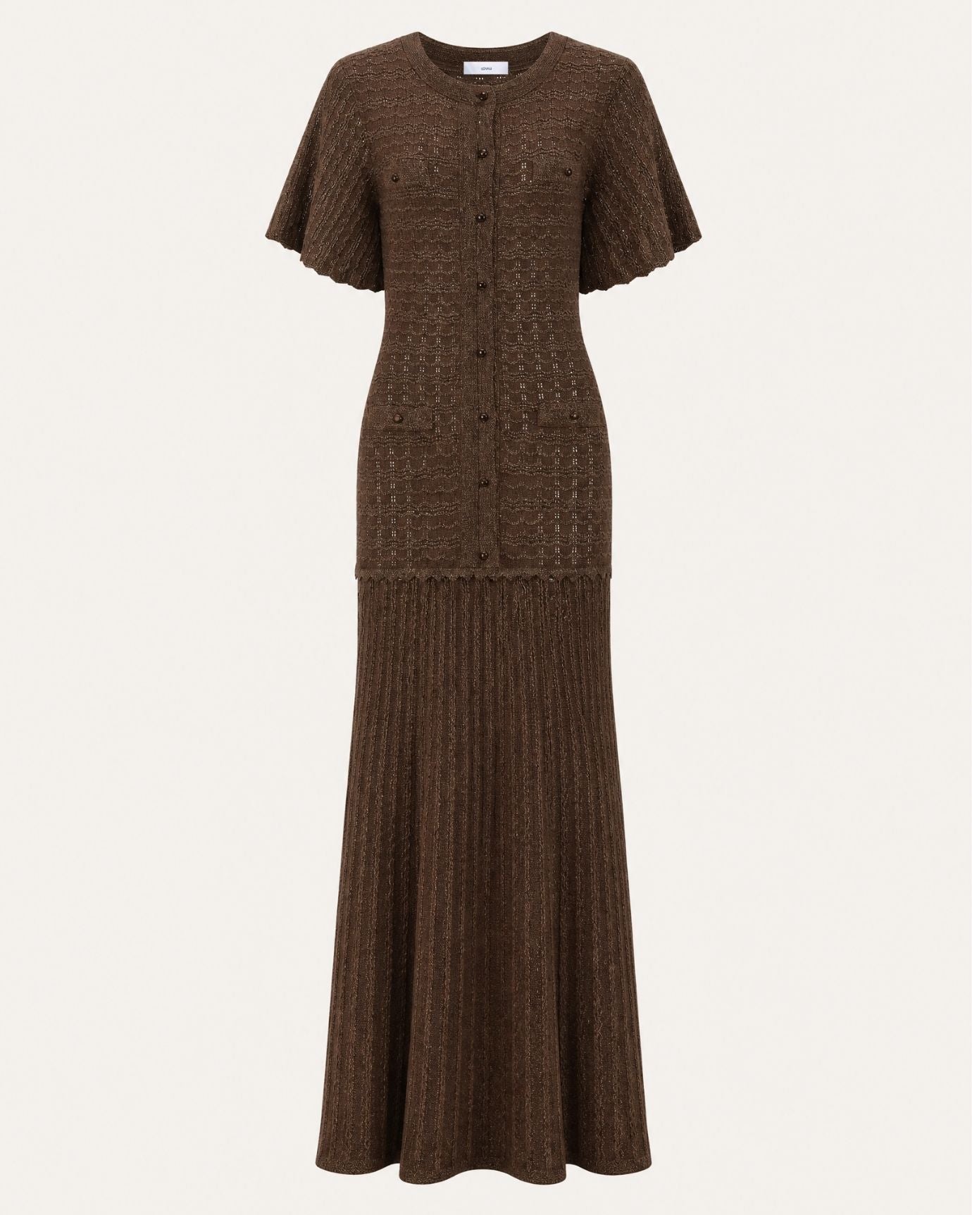 Anna Rhinestone Short-Sleeve Round-Neck Celebrity Dress