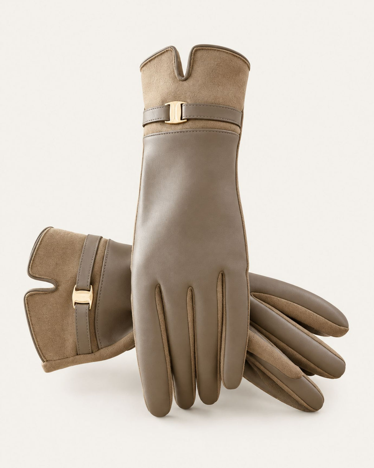 Velvet-Lined Leather Touchscreen Gloves