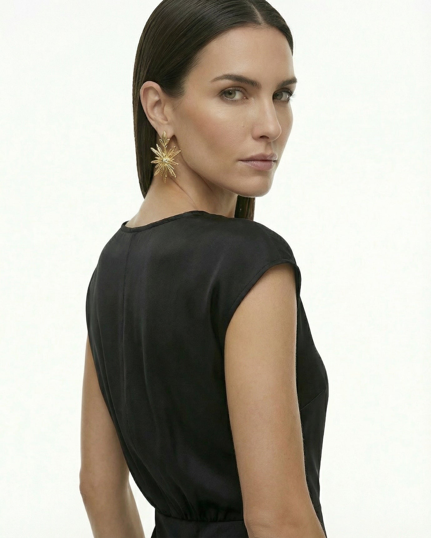 Vestido de satén para eventos, manga larga