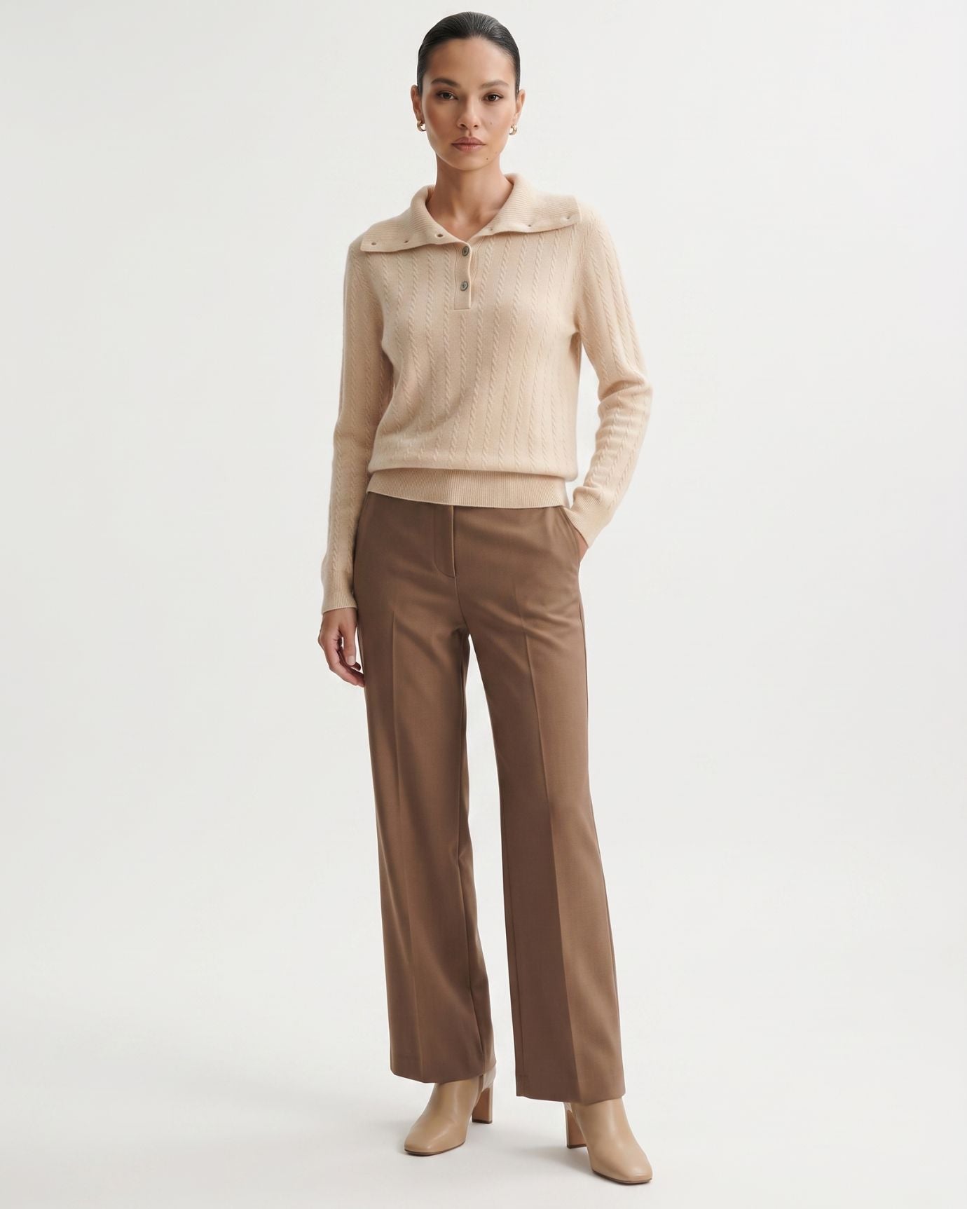 Cashmere Polo Button Collar Sweater