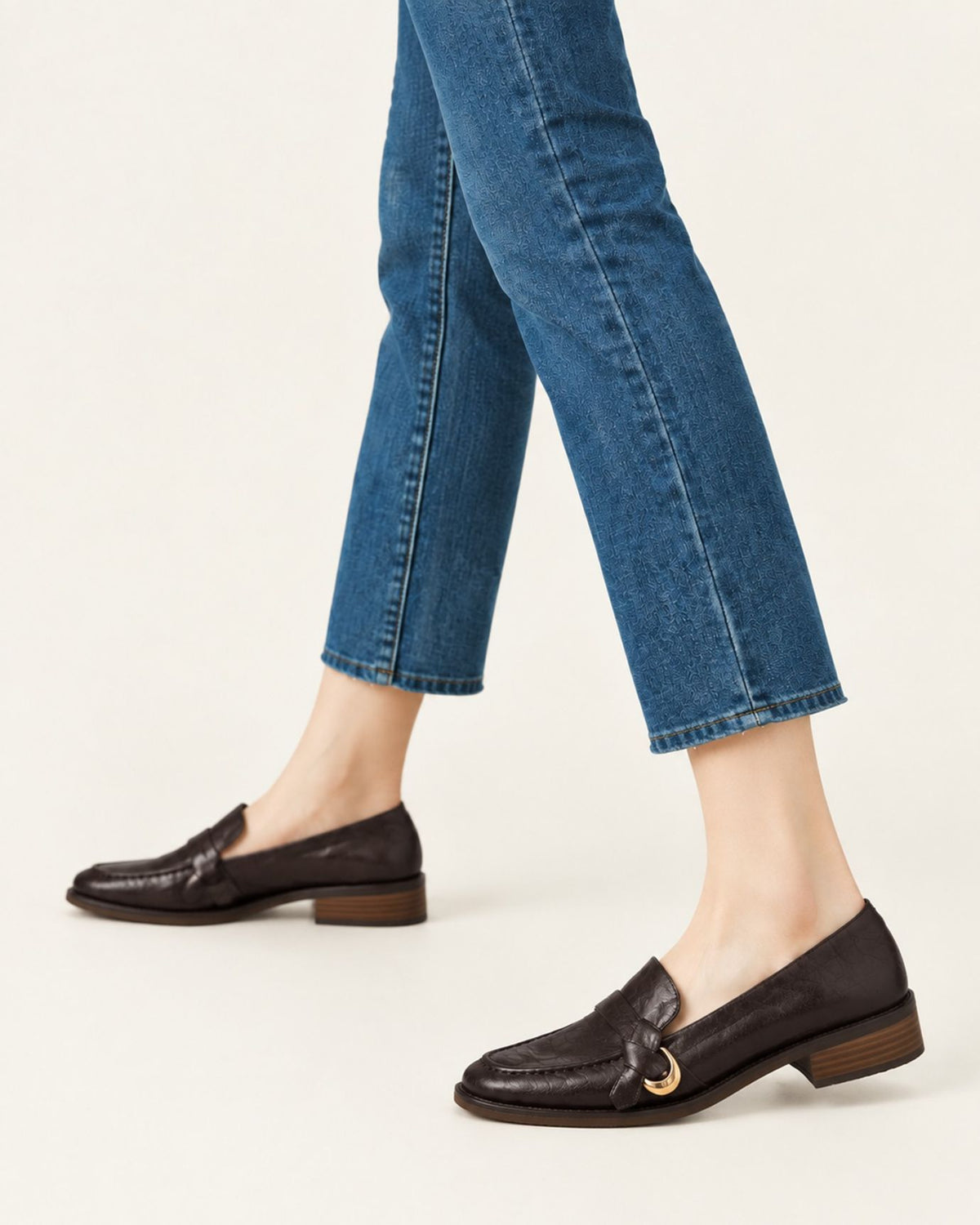 Ny Soft Lambskin Block Mid-Heel Loafers