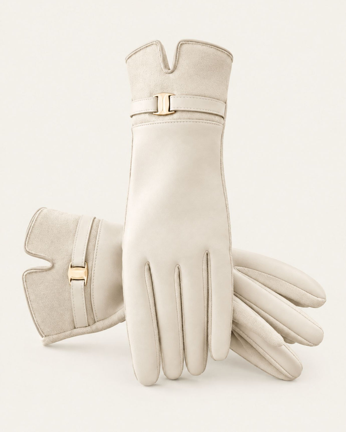 Velvet-Lined Leather Touchscreen Gloves