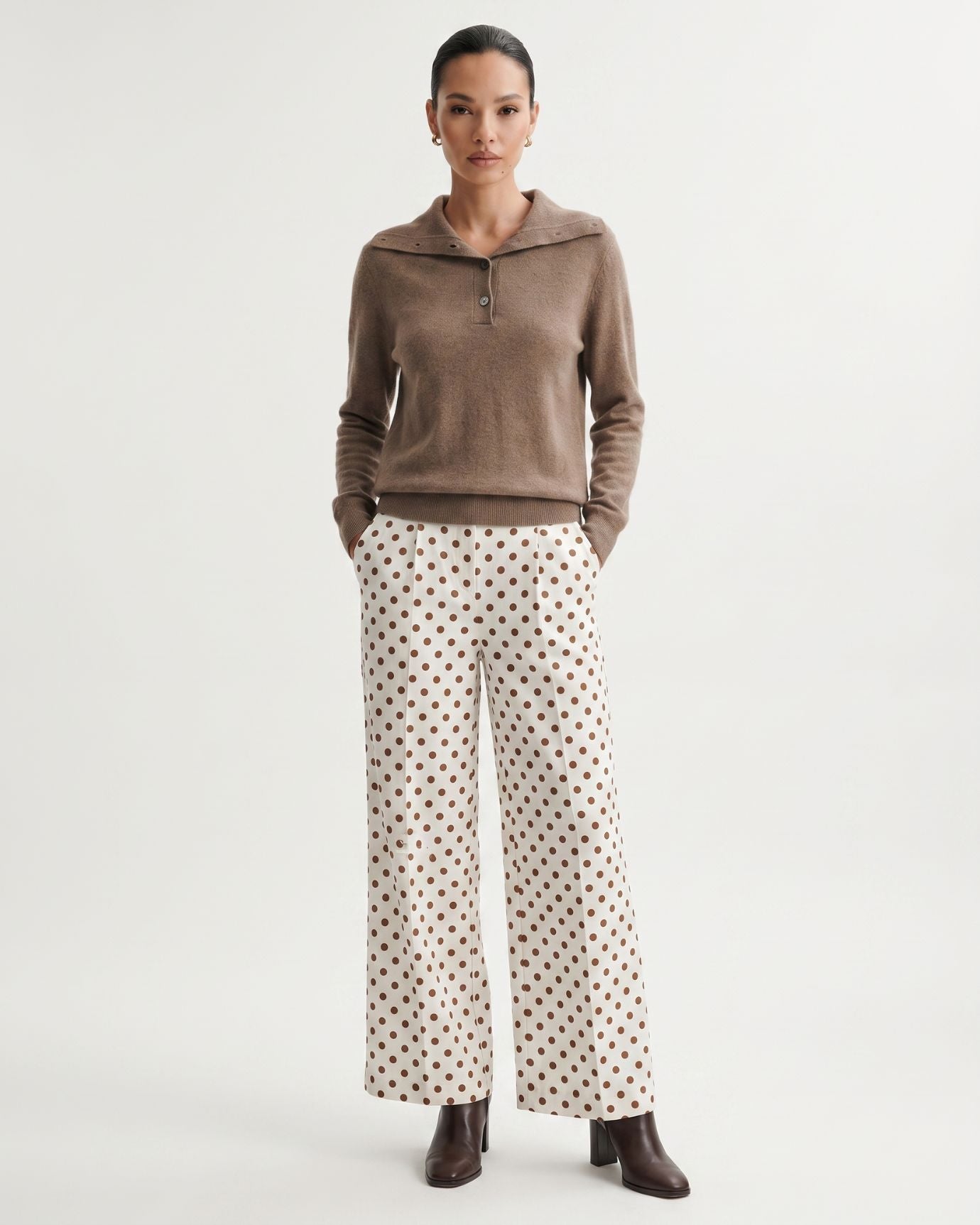 Cashmere Polo Button Collar Sweater