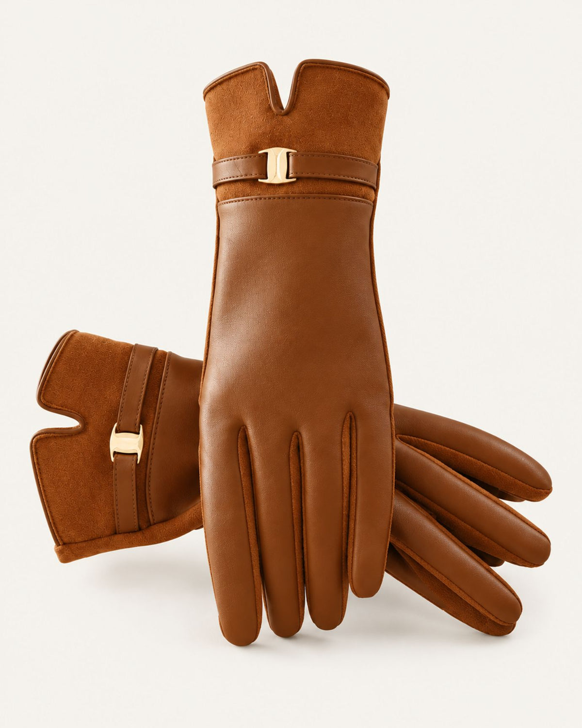 Velvet-Lined Leather Touchscreen Gloves