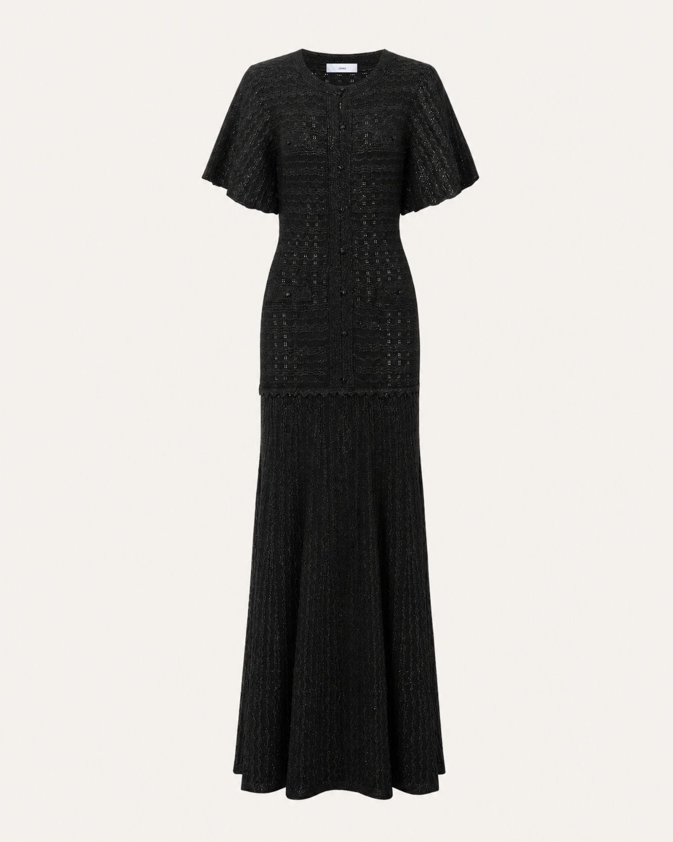 Anna Rhinestone Short-Sleeve Round-Neck Celebrity Dress