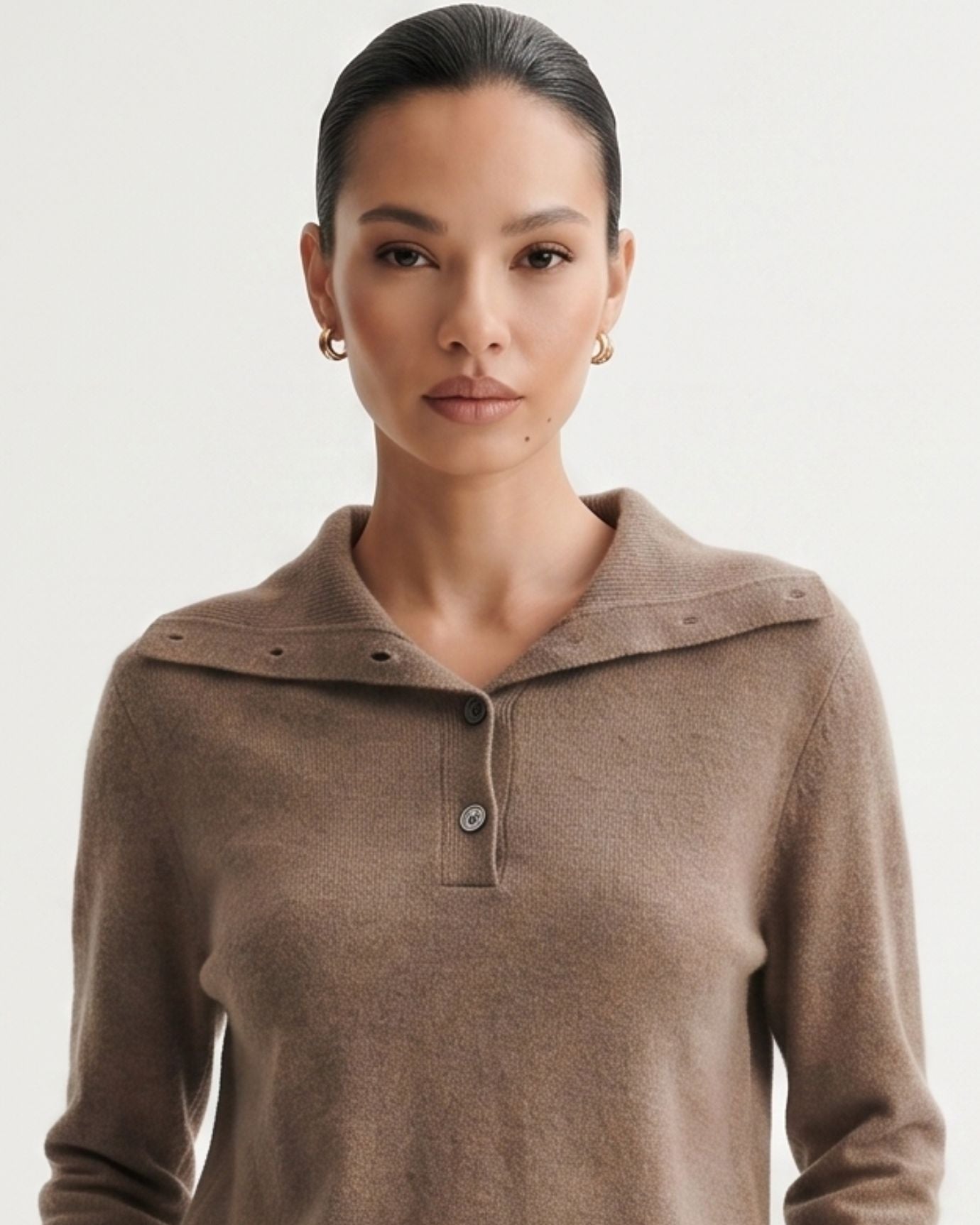 Cashmere Polo Button Collar Sweater