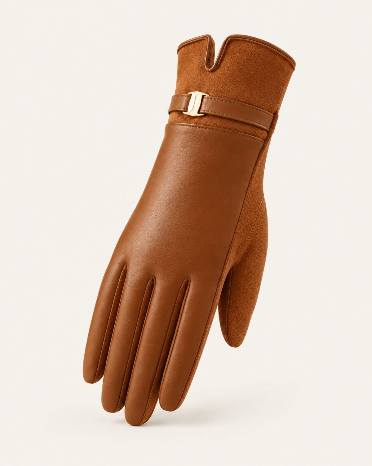 Velvet-Lined Leather Touchscreen Gloves