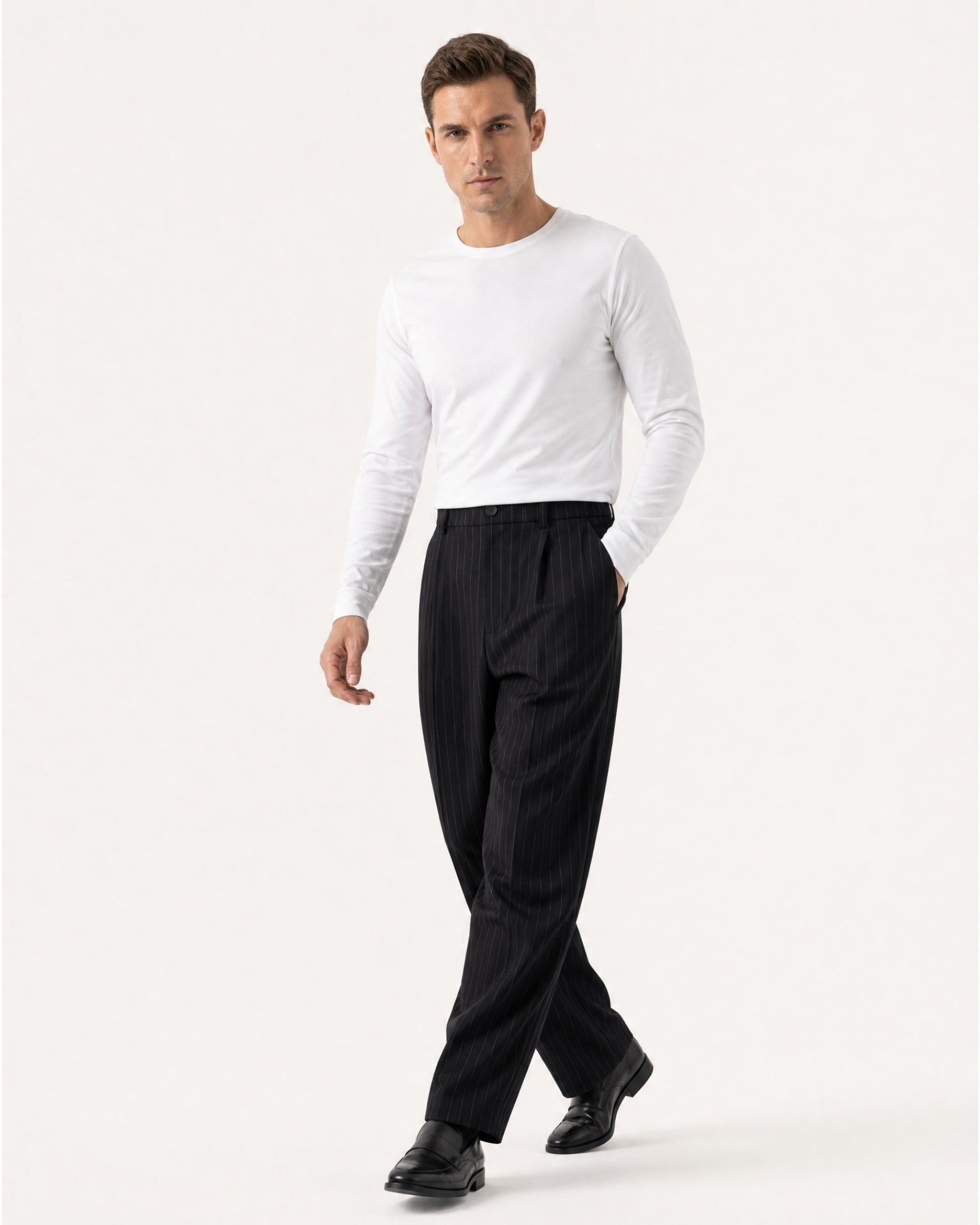 Vintage Striped Drapey Trousers Old Money