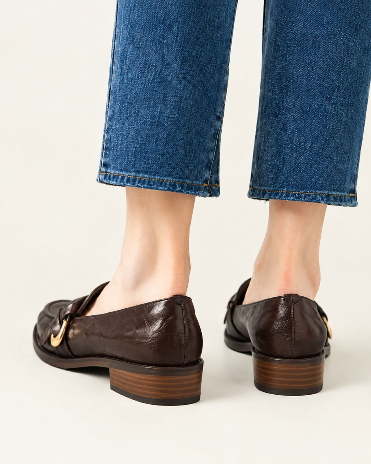 Ny Soft Lambskin Block Mid-Heel Loafers