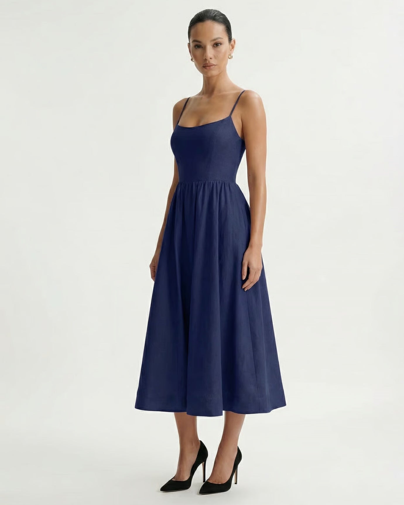 Mira Border Navy Blue Dress