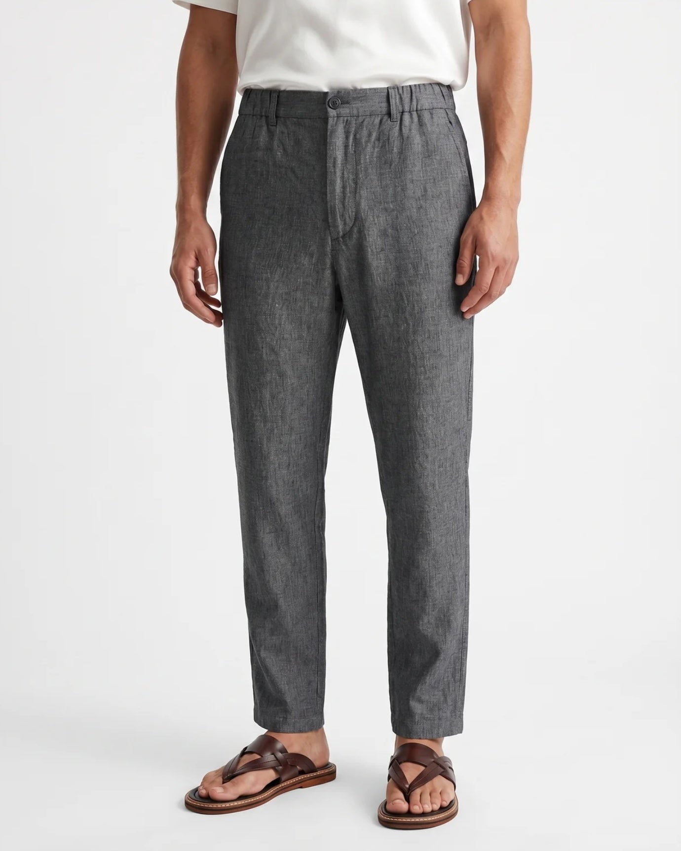 Marbella Linen Trousers –  Elastic Waist Relaxed Fit