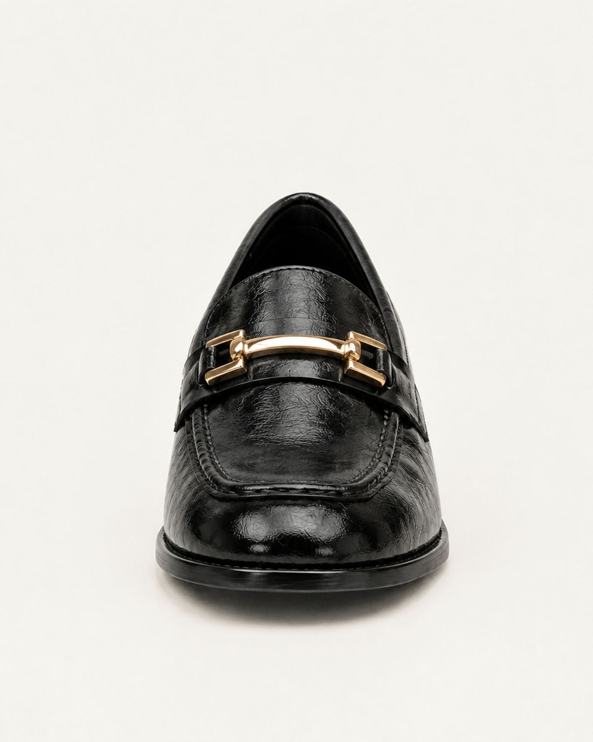 Genuine Leather Block Heel Buckle Loafers