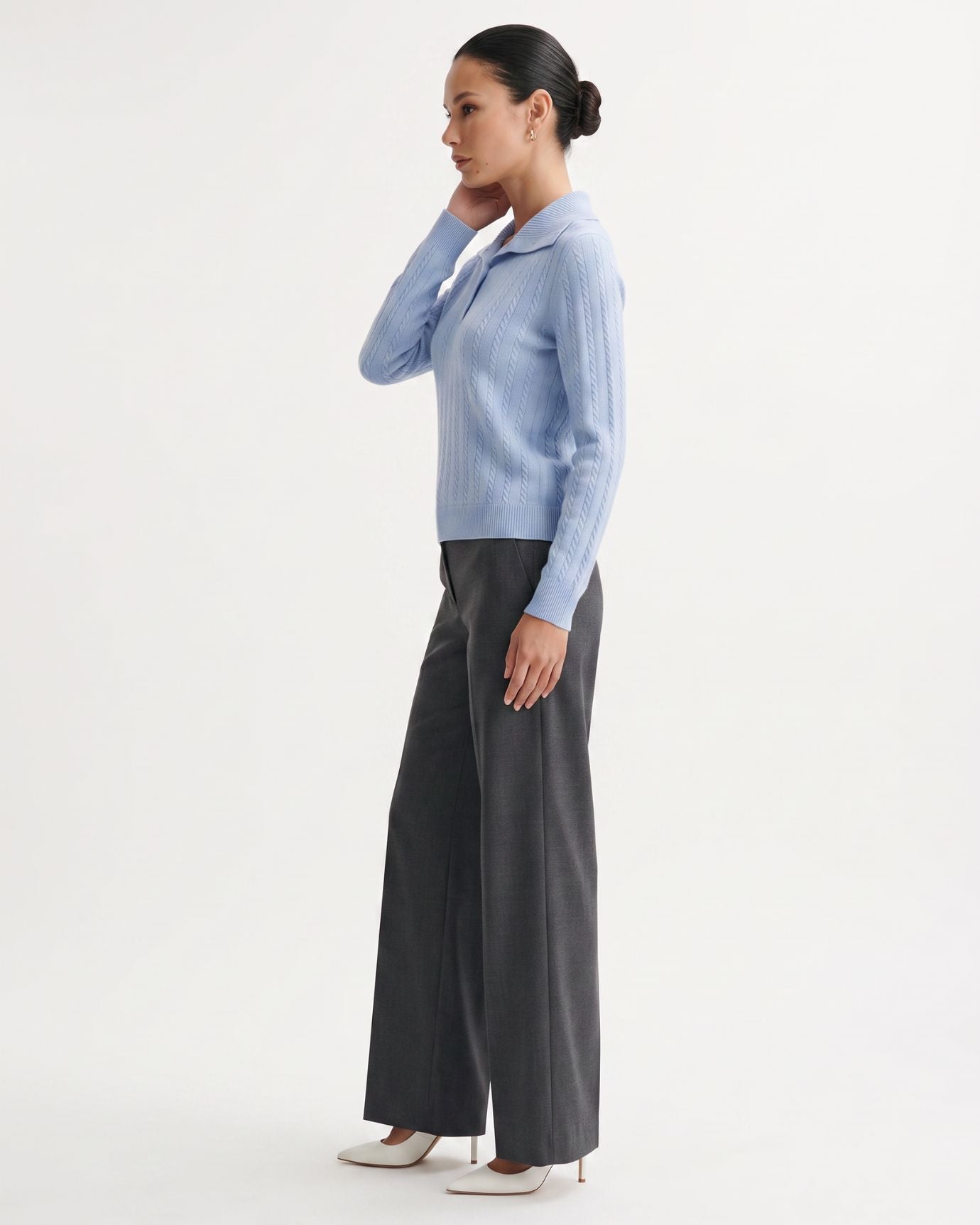 Cashmere Polo Button Collar Sweater