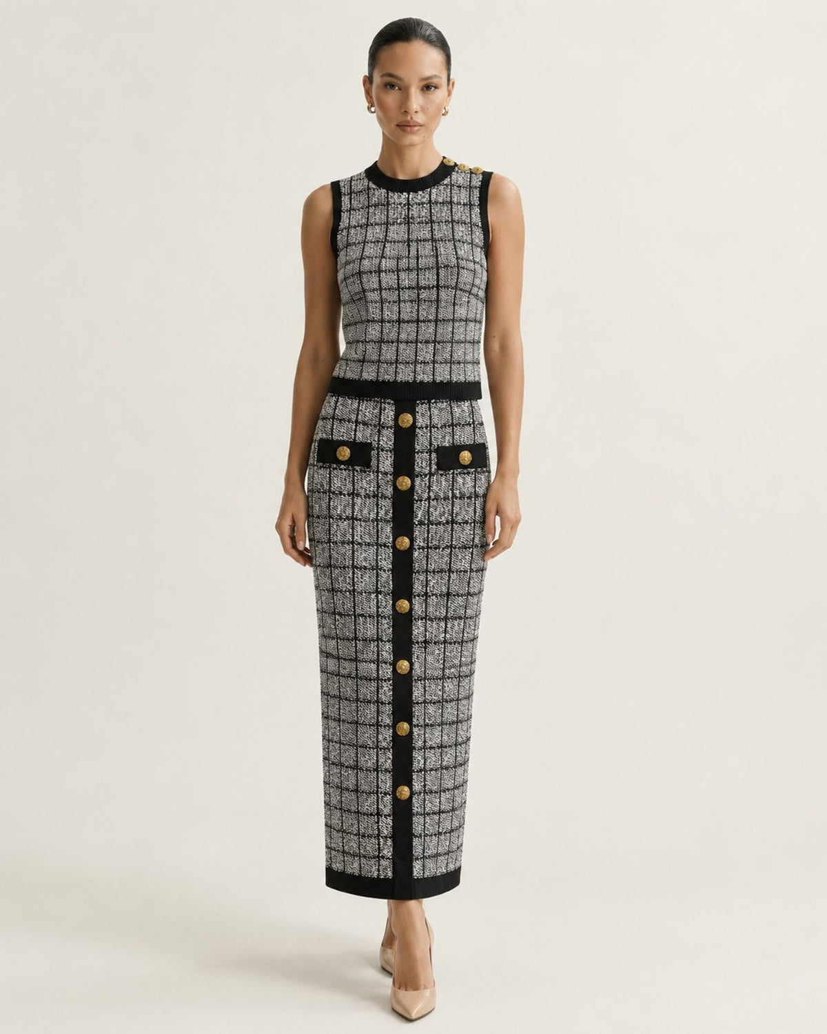 Rosy 3-Piece Plaid Skirt Set