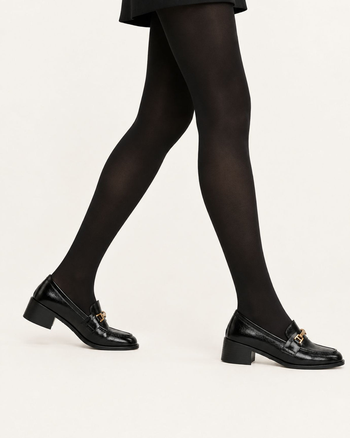 Genuine Leather Block Heel Buckle Loafers