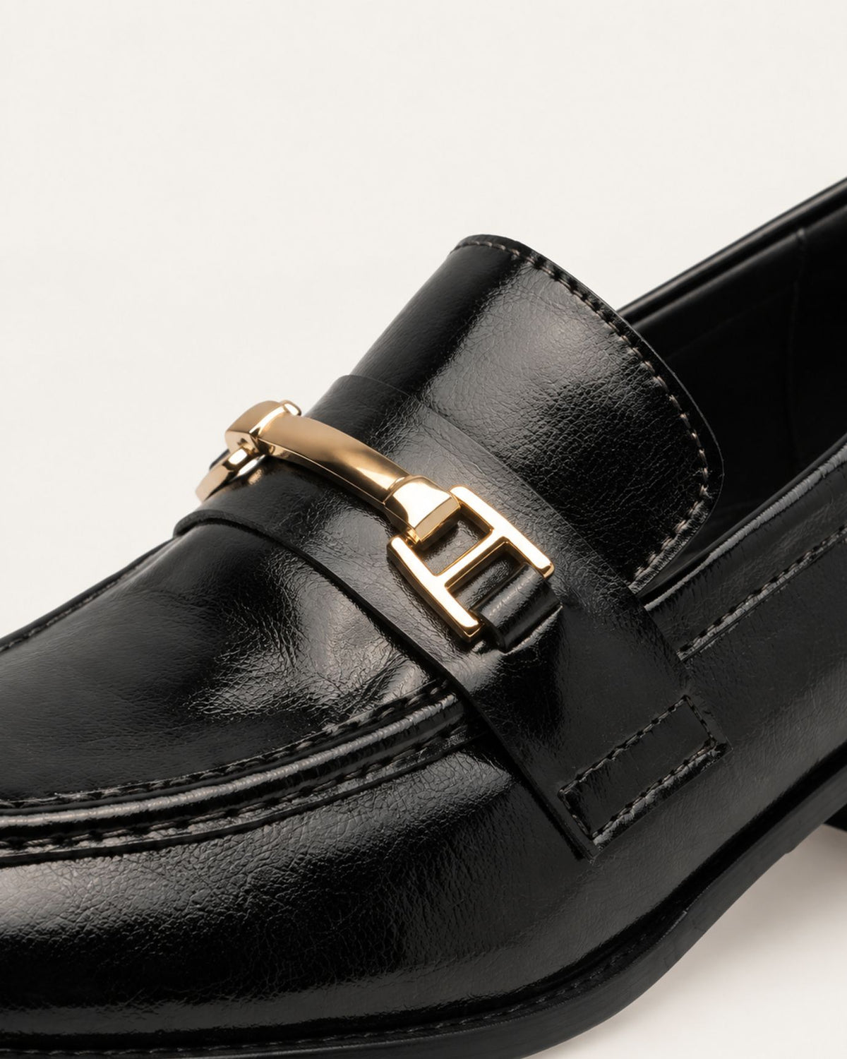Genuine Leather Block Heel Buckle Loafers