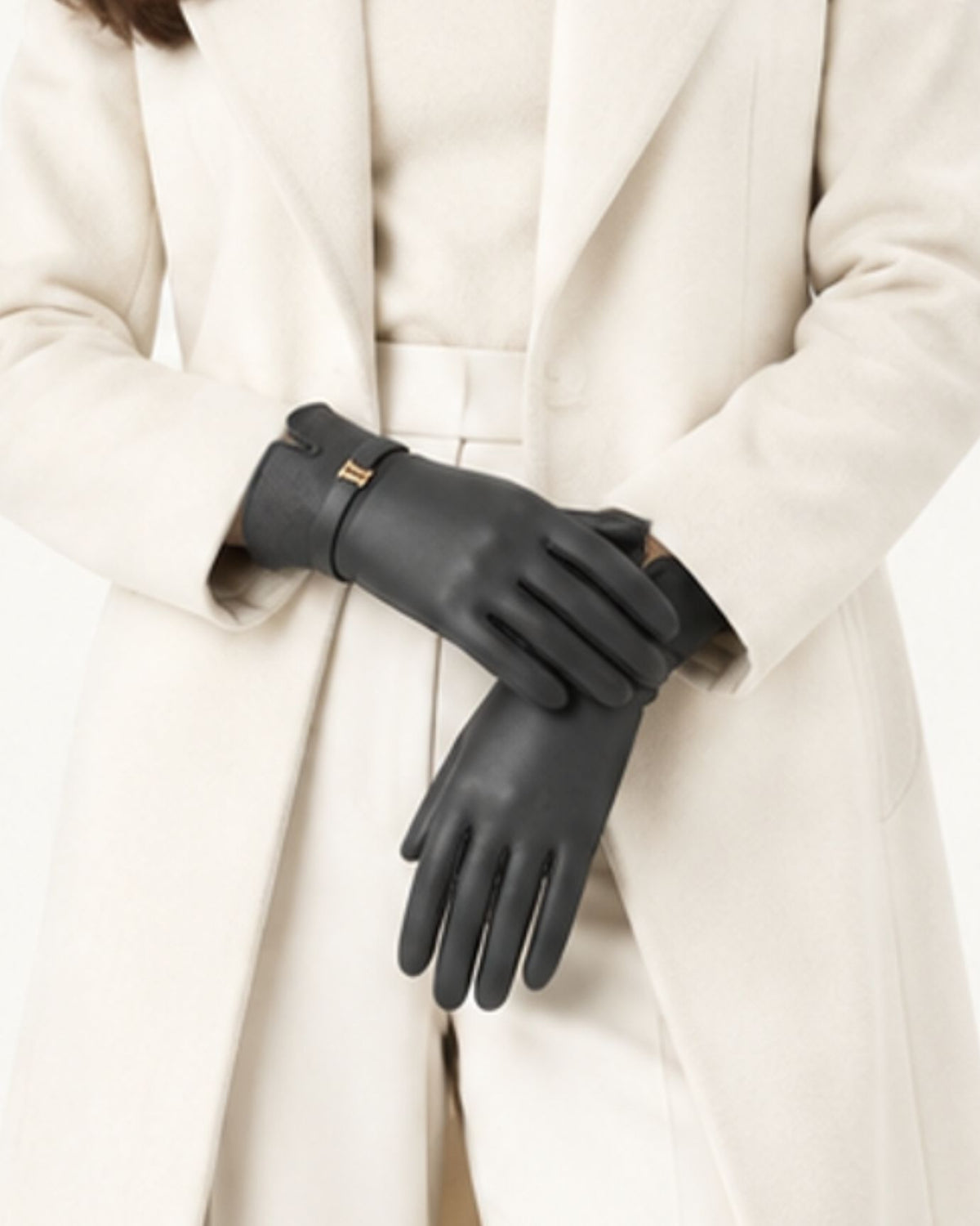 Velvet-Lined Leather Touchscreen Gloves