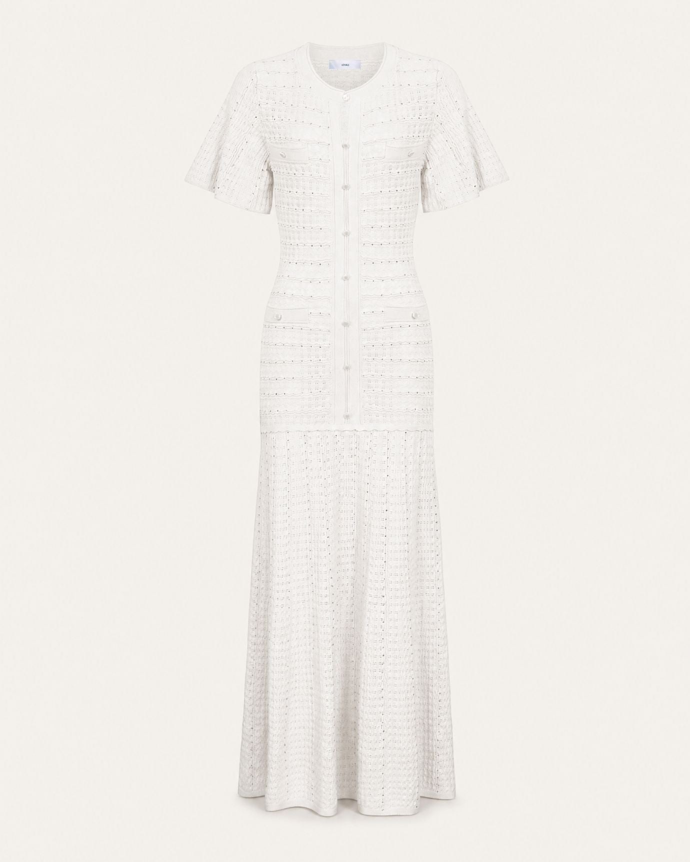 Anna Rhinestone Short-Sleeve Round-Neck Celebrity Dress