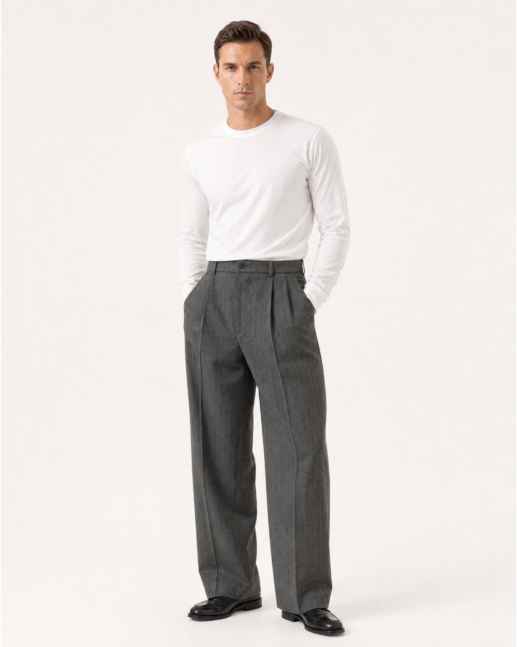 Vintage Striped Drapey Trousers Old Money