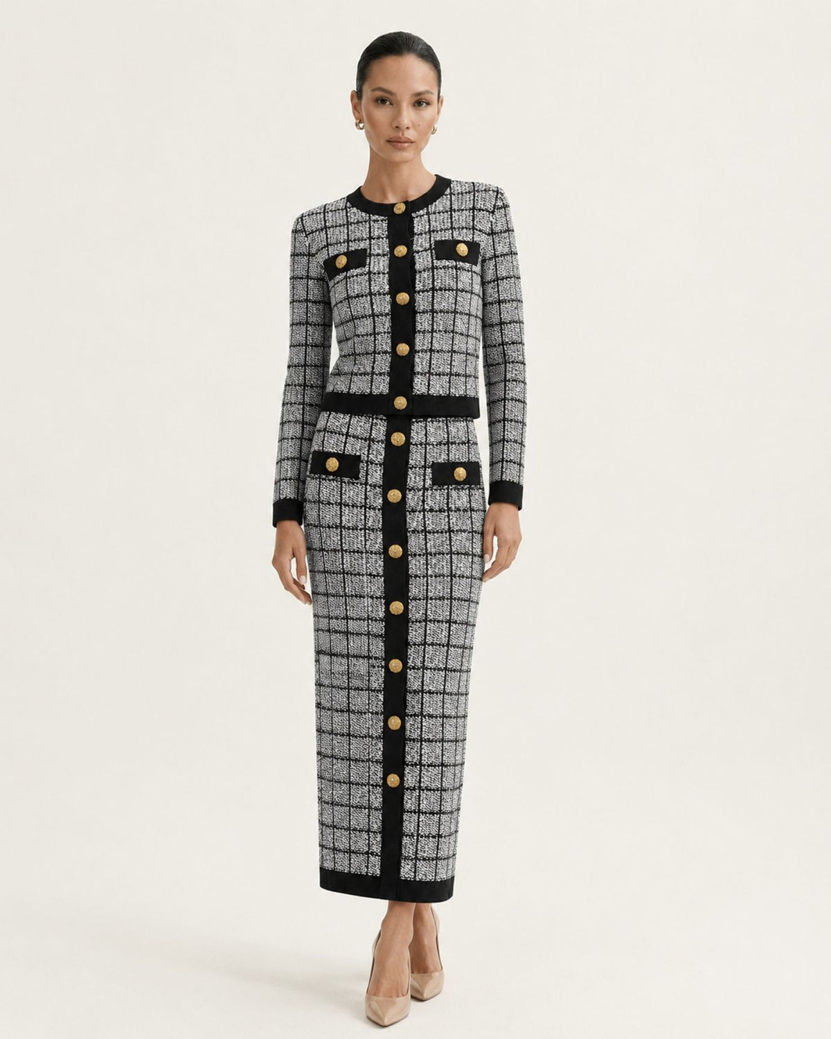 Rosy 3-Piece Plaid Skirt Set