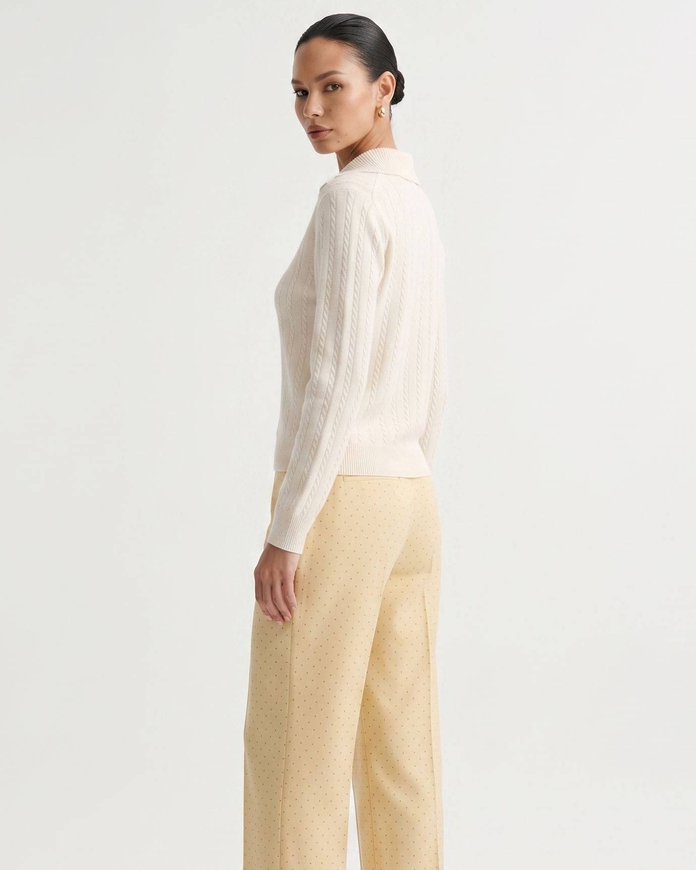 Cashmere Polo Button Collar Sweater