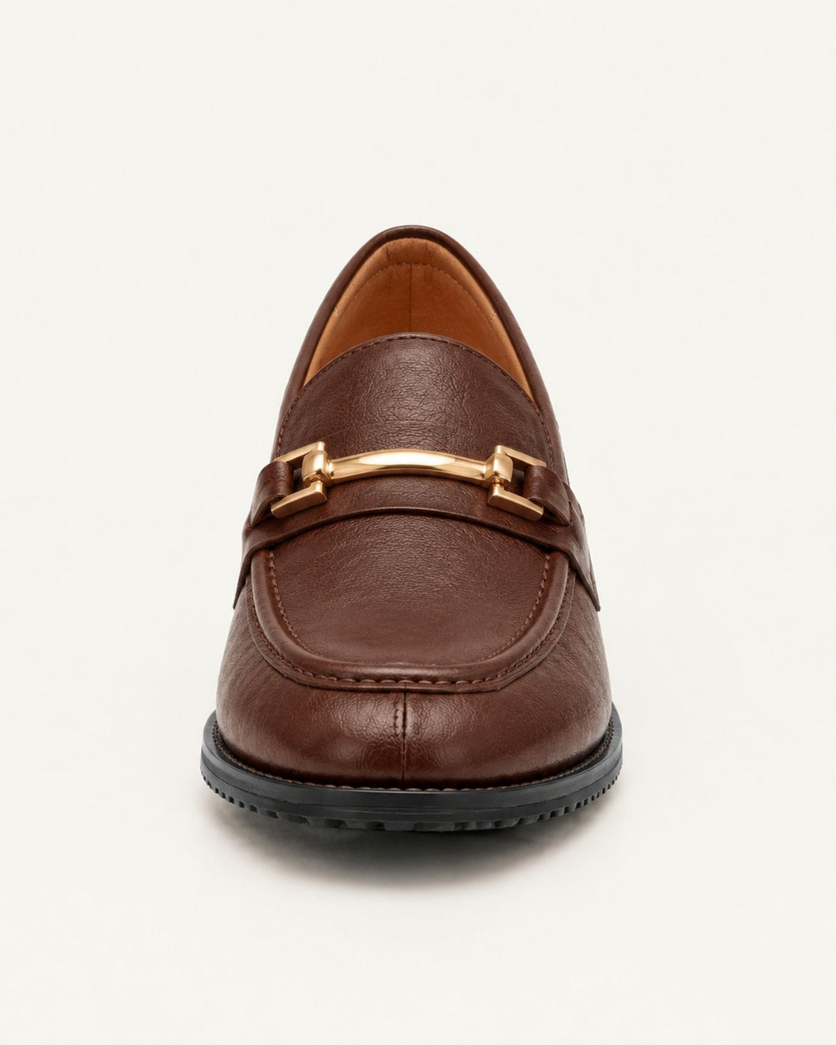 Genuine Leather Block Heel Buckle Loafers