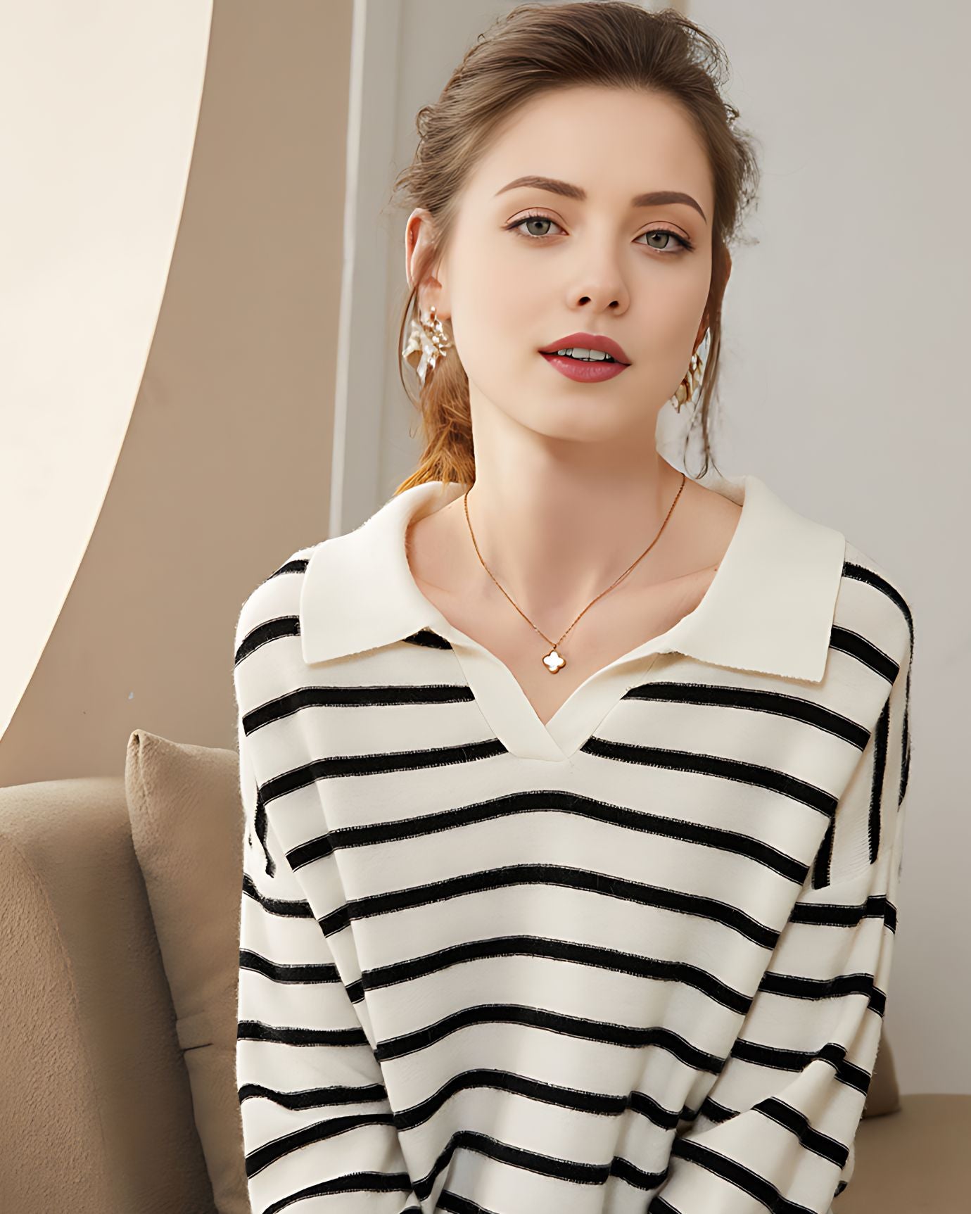 Mila Cashmere Polo Long Sleeve