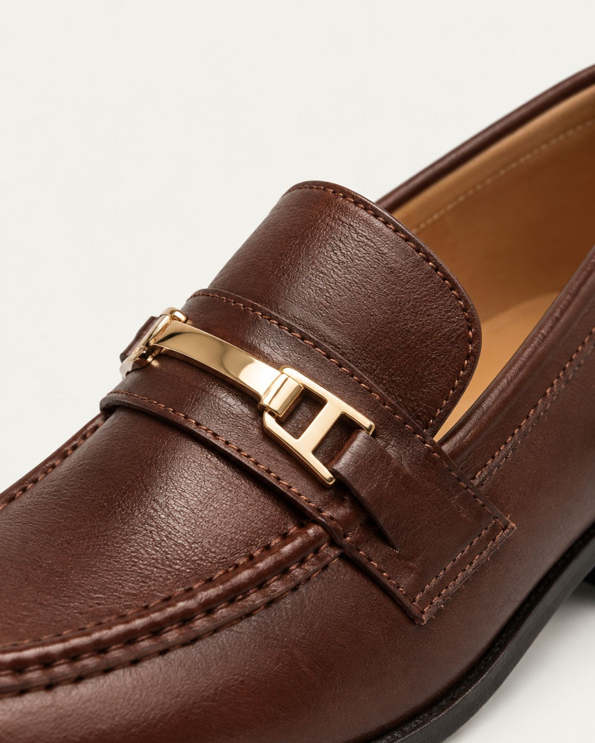 Genuine Leather Block Heel Buckle Loafers