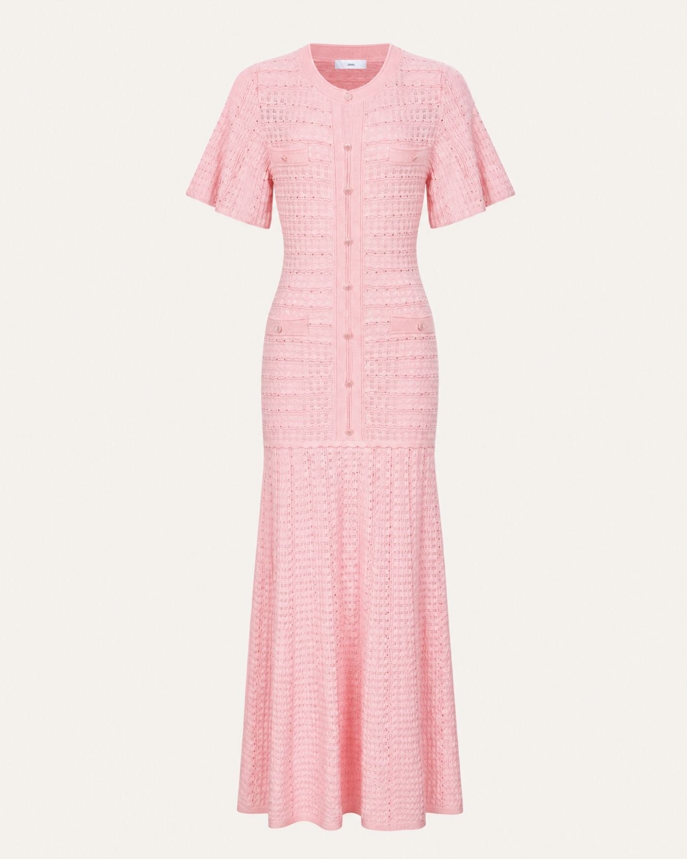 Anna Rhinestone Short-Sleeve Round-Neck Celebrity Dress