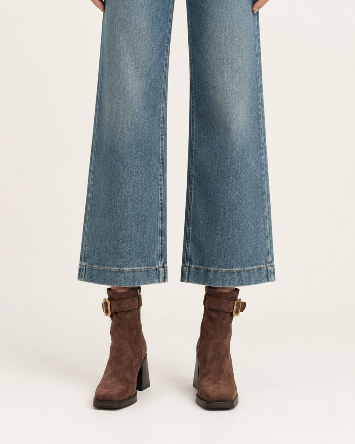 Suede Leather Square-Toe Ankle Boots