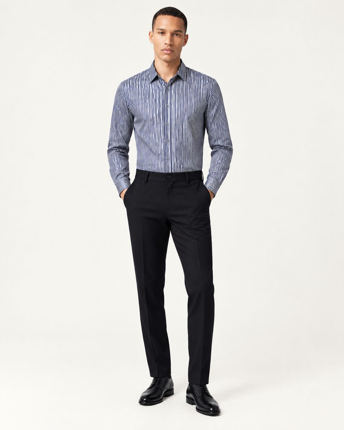 100% Mulberry Silk Long-Sleeve Striped Shirt