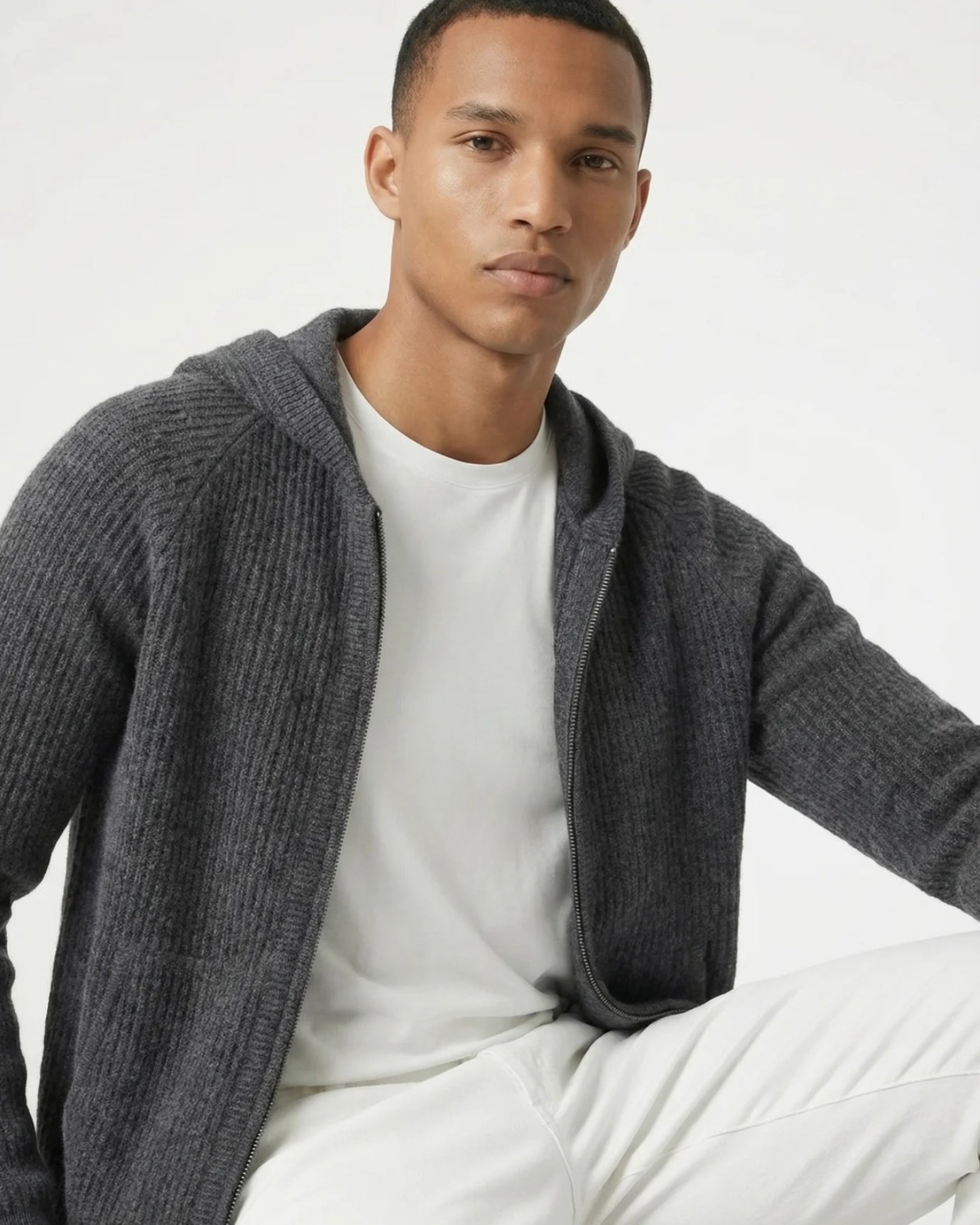 Thickened Wool Hooded Cardigan Zipper