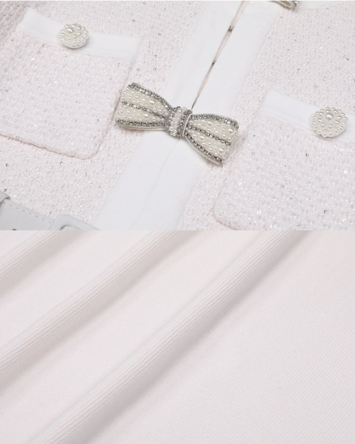 Mary Beaded Belt Slimming Top Knitwear + Skirt