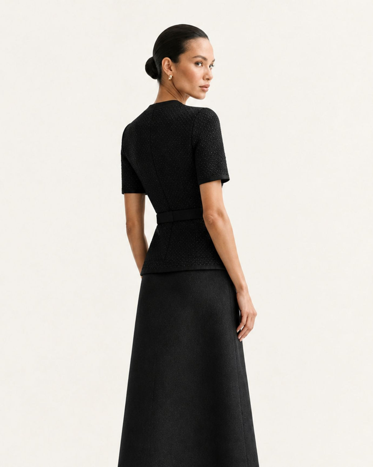 Mary Beaded Belt Slimming Top Knitwear + Skirt
