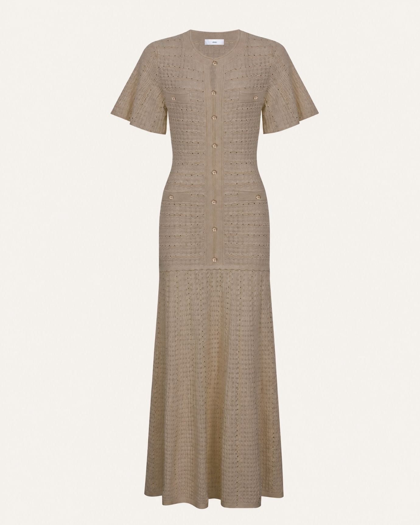 Anna Rhinestone Short-Sleeve Round-Neck Celebrity Dress