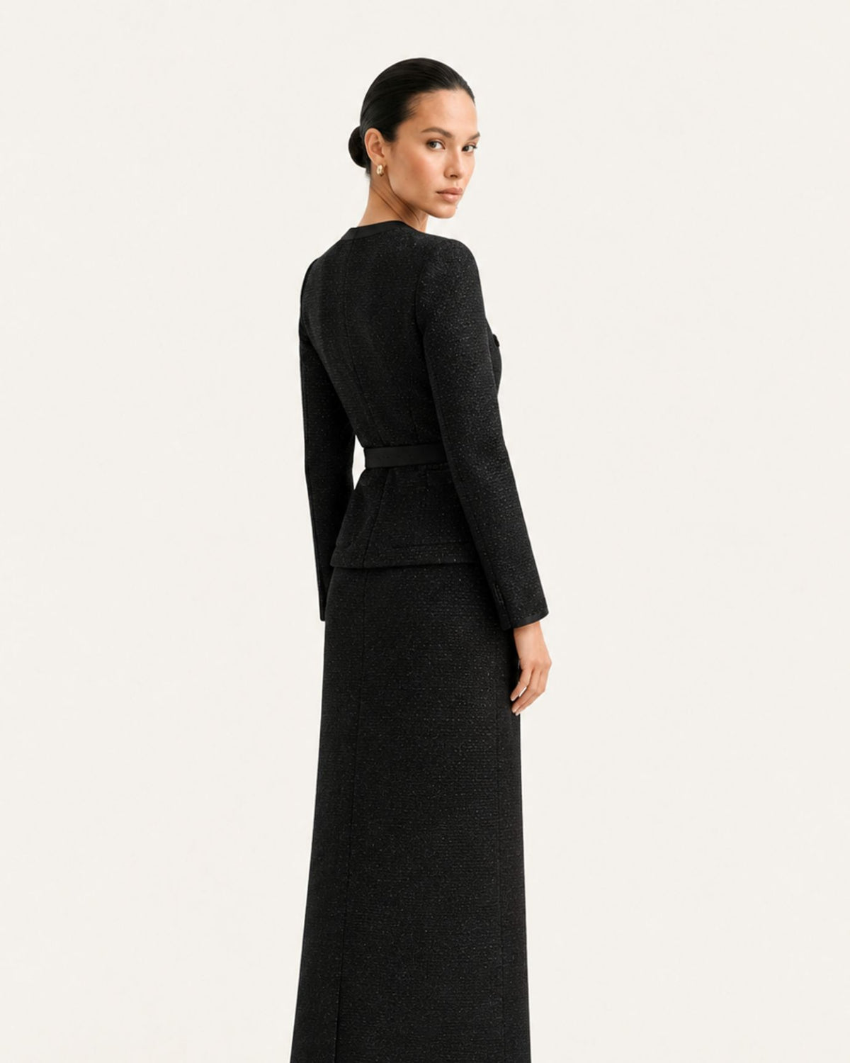 Mary Beaded Belt Slimming Top Knitwear + Skirt