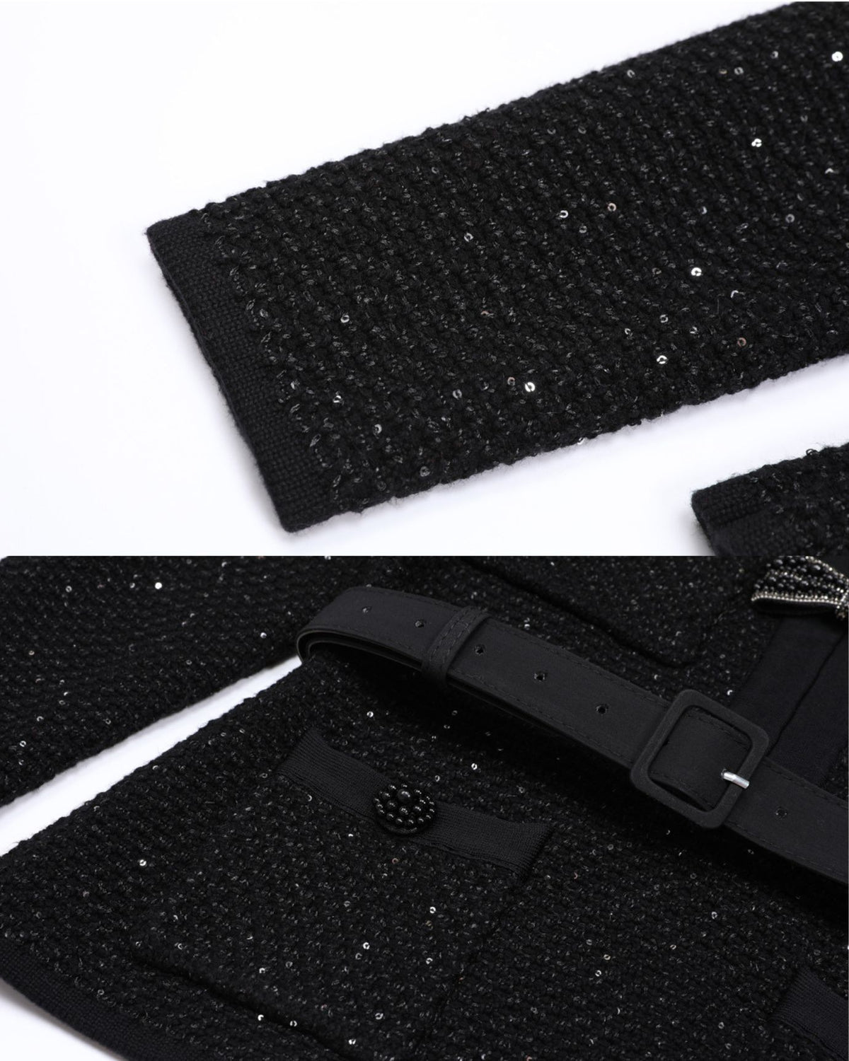 Mary Beaded Belt Slimming Top Knitwear + Skirt