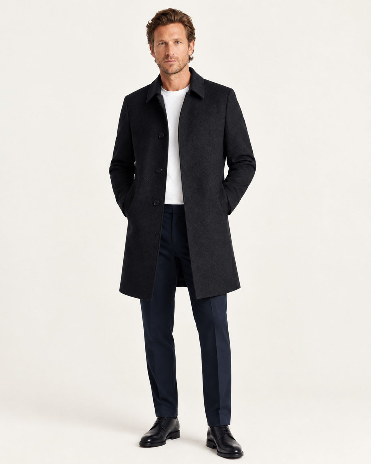 Mid-Length Double-Faced Cashmere Overcoat