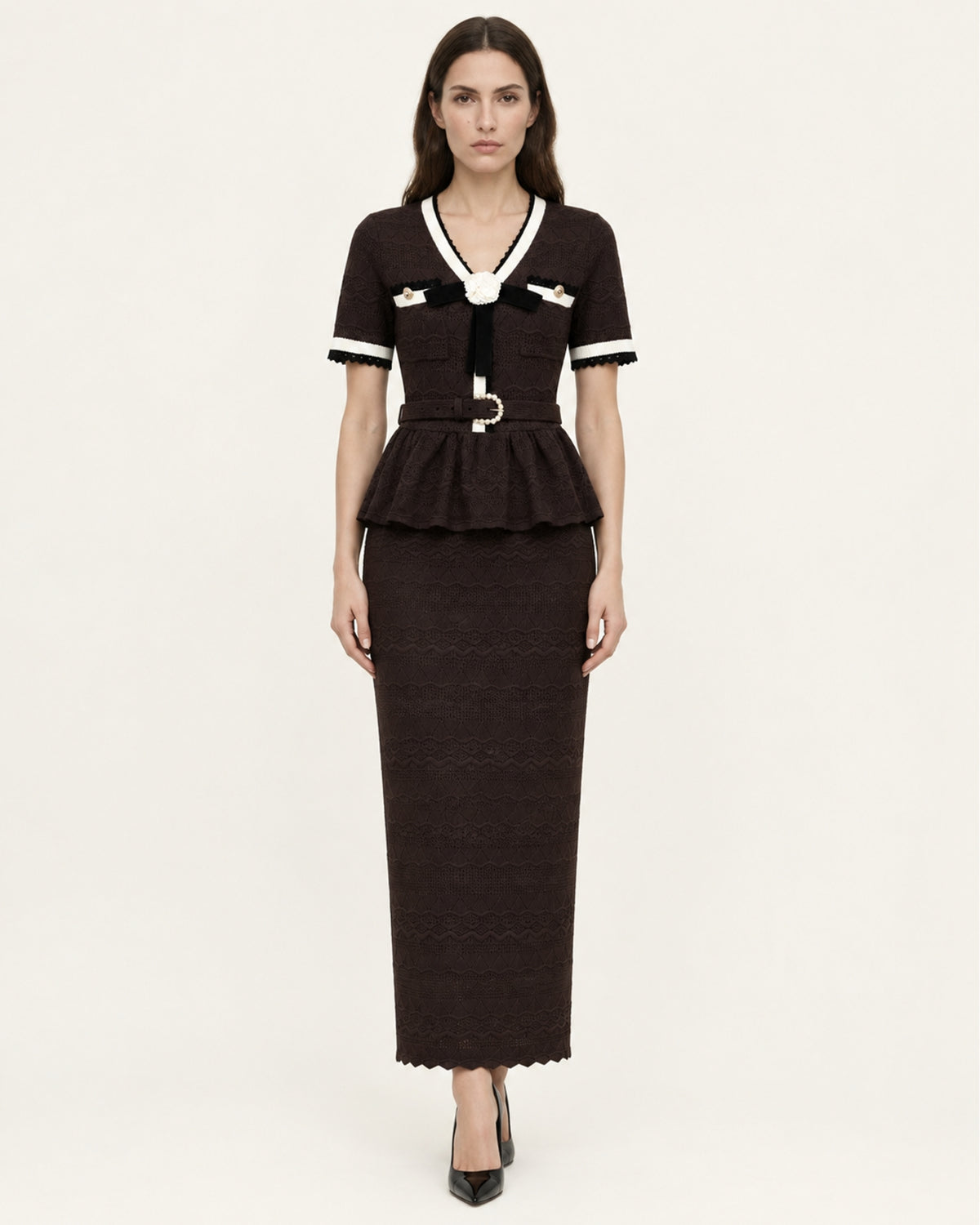 Diva Slim-Fit Knit Crewneck Set Top & Skirt
