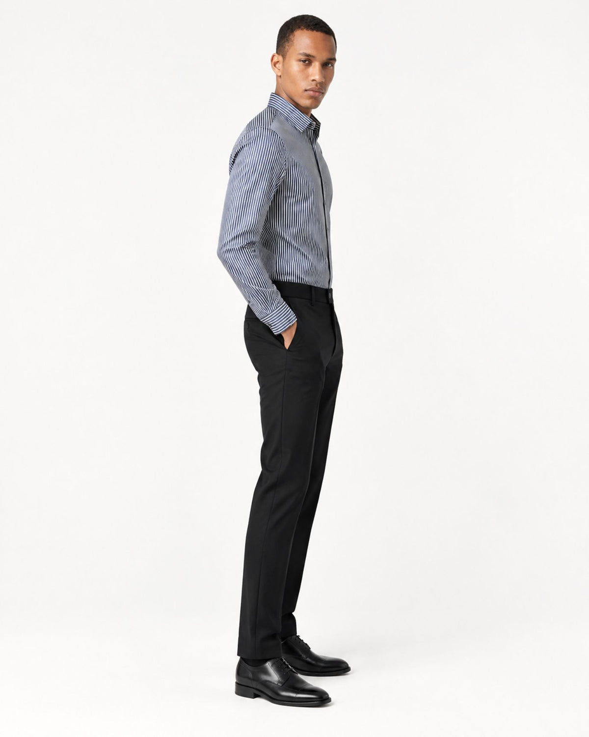 100% Mulberry Silk Long-Sleeve Striped Shirt