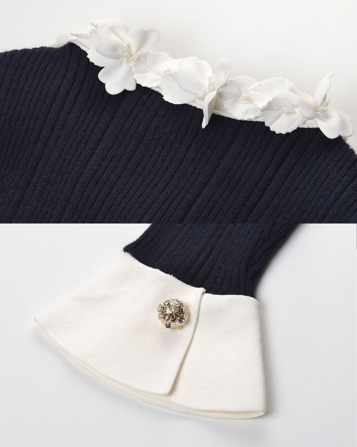 Kira Belted Bell-Sleeve Knit Dress