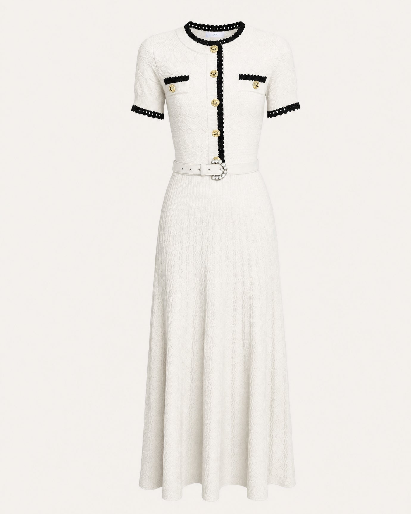 Slim-Fit Waist Short-Sleeve Long Dress