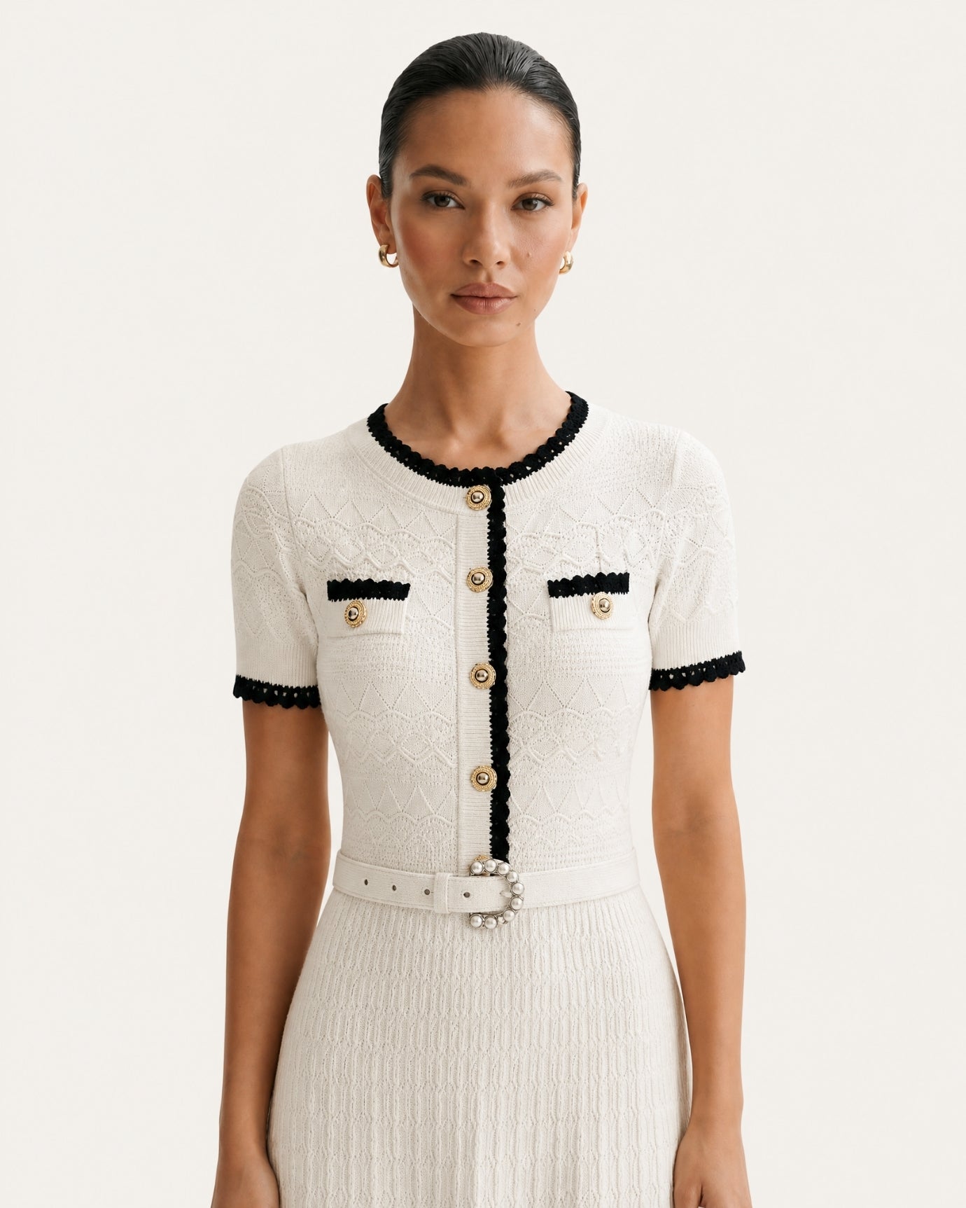 Slim-Fit Waist Short-Sleeve Long Dress