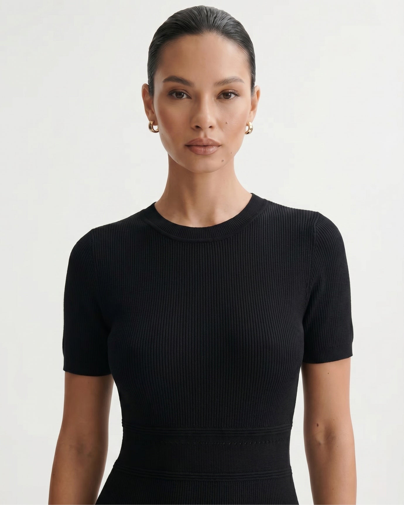 Hollow Silk Knitted Dress Short Sleeve