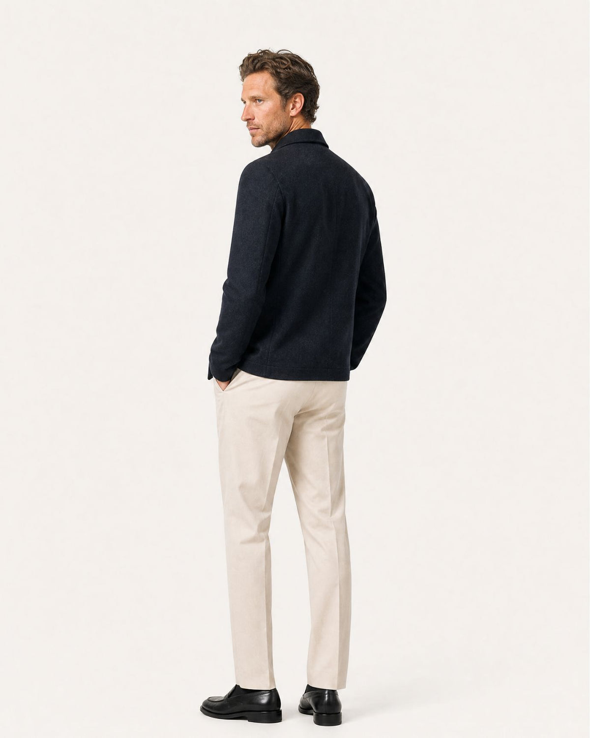 Light Collared Wrinkle-Resistant Wool Jacket