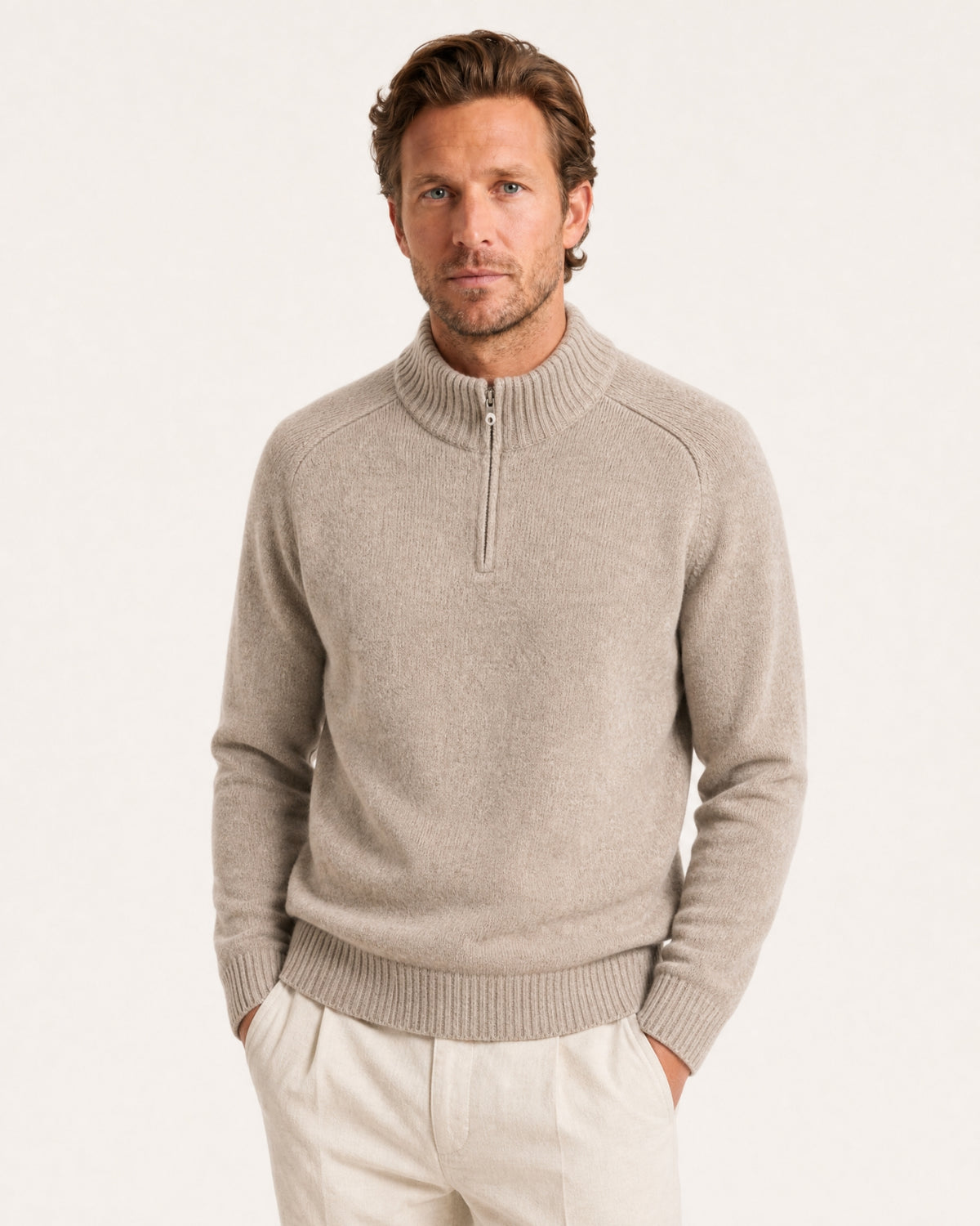Alaska Heavyweight Cashmere Quarter-Zip Sweater
