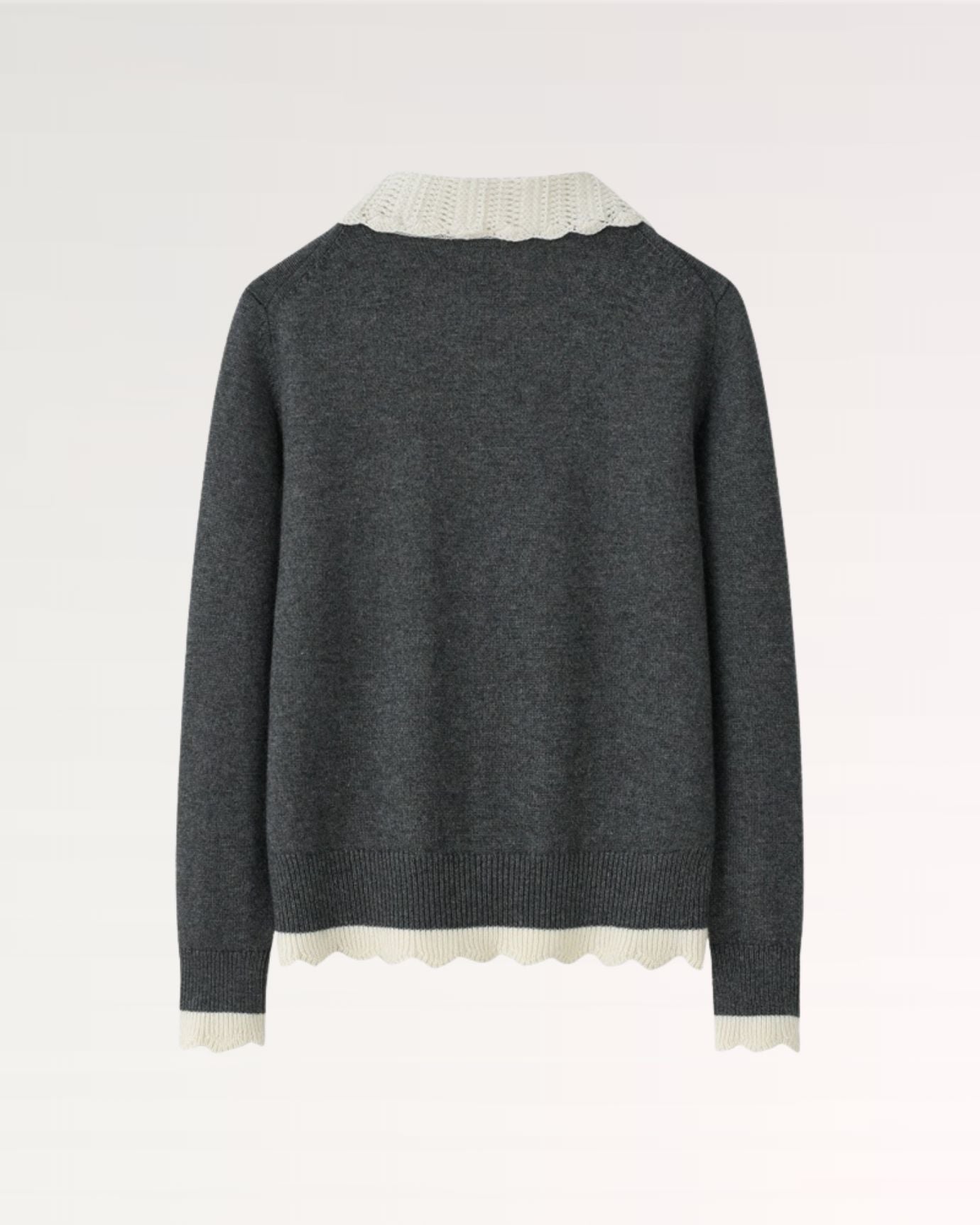 Back view of soft cashmere cardigan coat